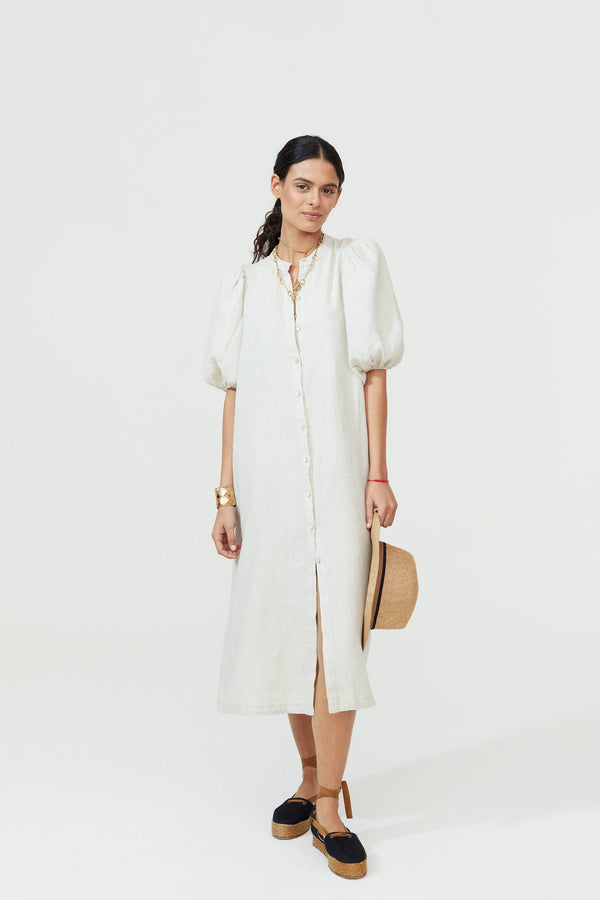 Bubble Linen Dress - Natural