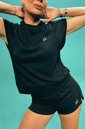 NYTAQ™ Summer Two-Piece Set – Terry Cap Sleeve Cropped Top & Booty Shorts Set
