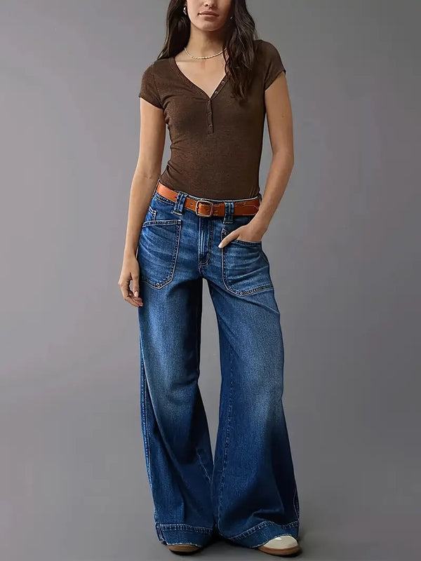 Vintage Style High Waisted Flare Jeans
