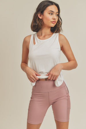 Asymmetric Cutout Lightweight Rib Tank Top