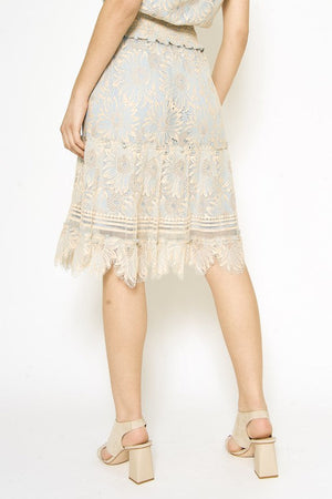 Tiered Lace Midi Skirt