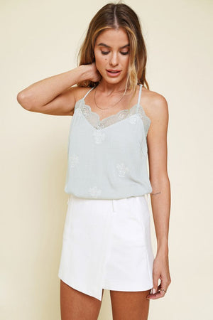 Embroidered Lace Trim Camisole