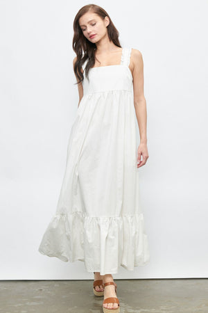 Ruffle Strap Long Dress with tie Back Detail