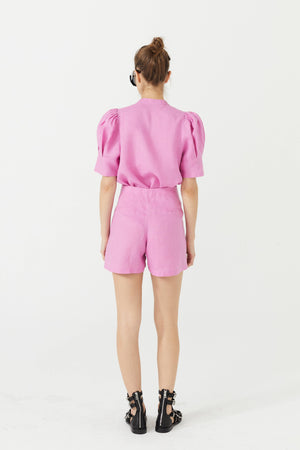 Frida Linen Shorts - Petunia Pink