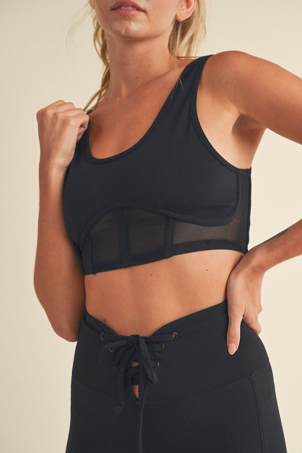 Bustier Active Top With Mesh Inlays