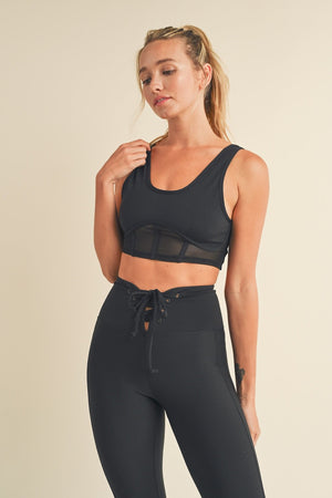 Bustier Active Top With Mesh Inlays