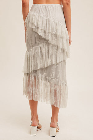 Asymmetrical Tiered Lace Skirt