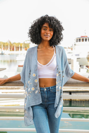 Spring Daisy Woven Kimono