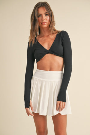 Twist Front Long Sleeve Crop Top