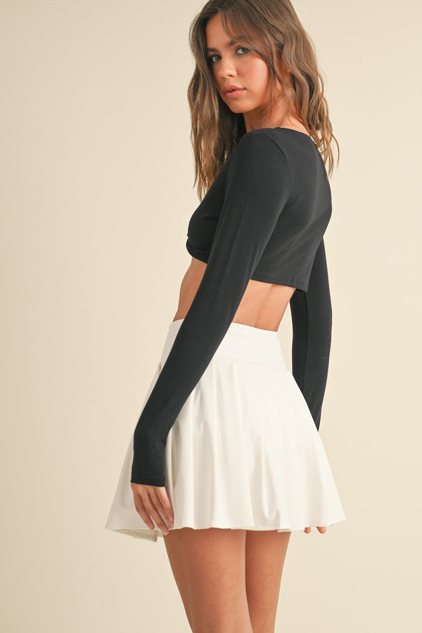 Twist Front Long Sleeve Crop Top