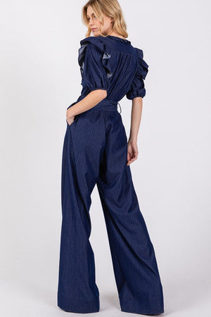 Wide Leg Denim Jumpsuit