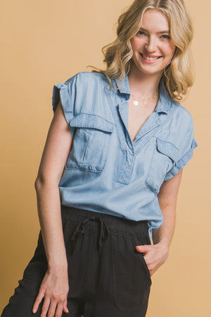 Casual Short Sleeve Tencel Top