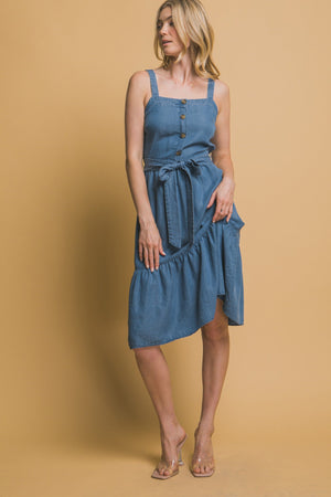 Midi Dress With Waist Tie