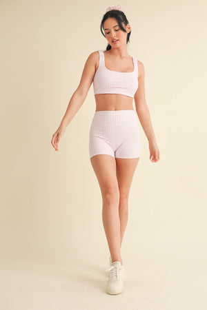 Gingham Print Ruched Bra Top