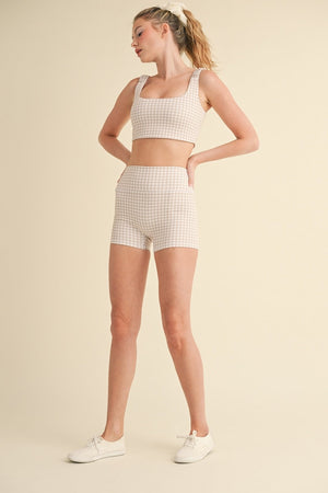 Gingham Print Ruched Bra Top