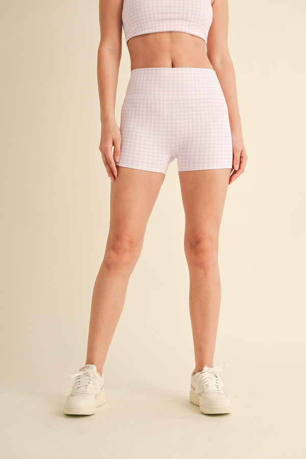 Gingham Print Mid Rise Mini Shorts