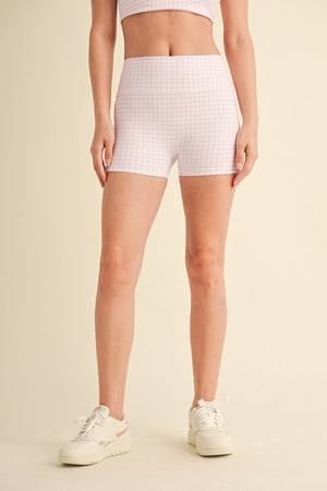 Gingham Print Mid Rise Mini Shorts