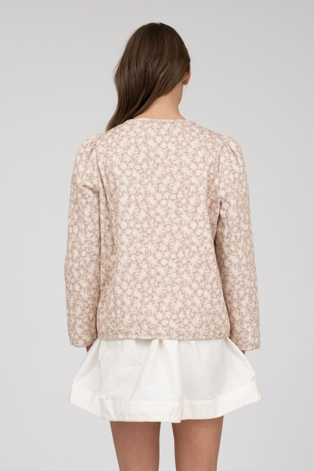 Floral Pattern Front Tie Jacket
