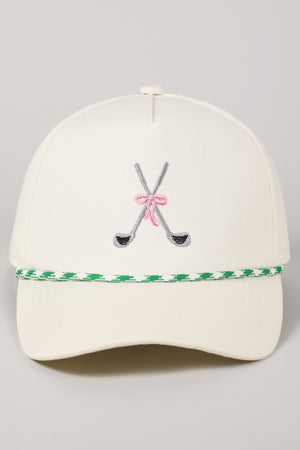Golf Clubs With Ribbon Embroidered Trucker Hat