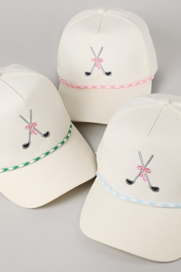 Golf Clubs With Ribbon Embroidered Trucker Hat