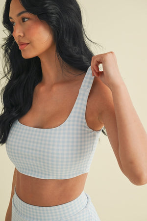 Gingham Print Ruched Bra Top