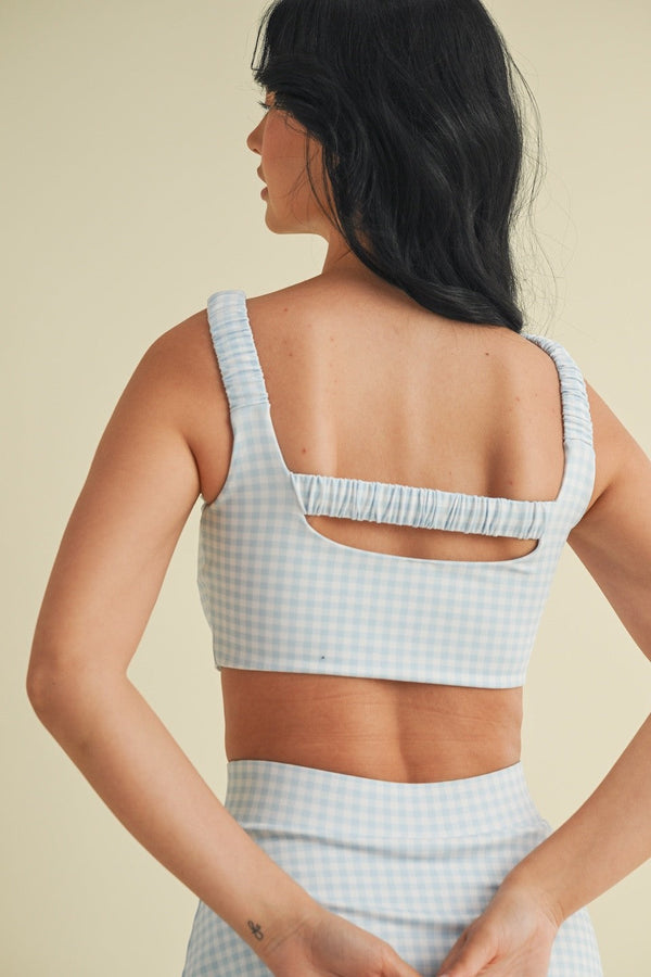Gingham Print Ruched Bra Top