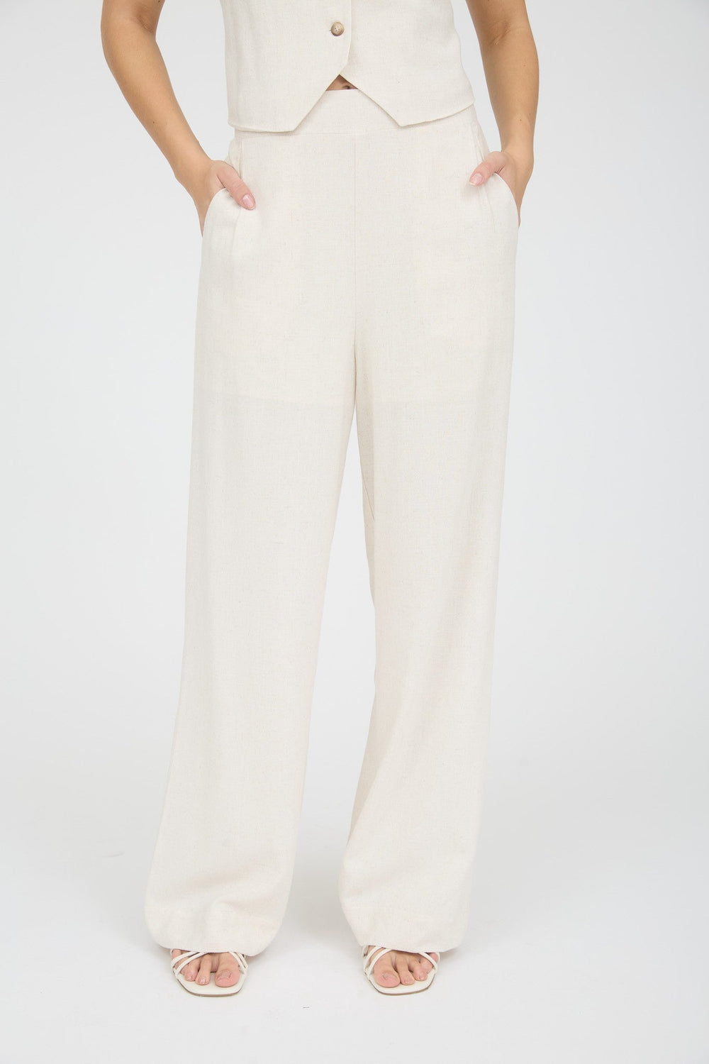 High Waist Wide Leg Linen Pants