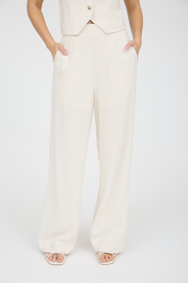 High Waist Wide Leg Linen Pants