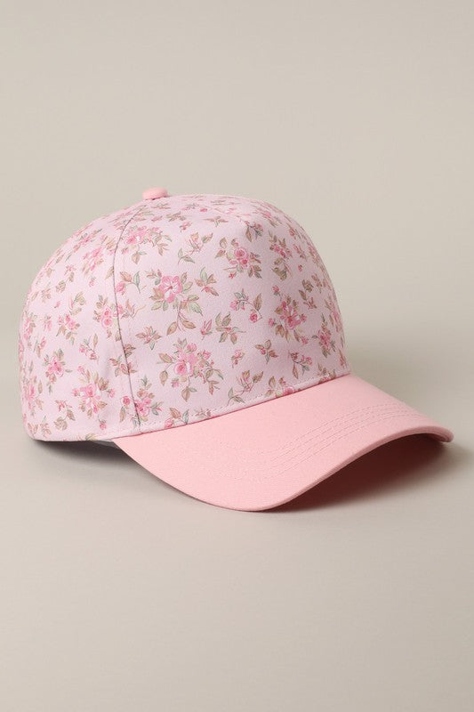 Two Tone Floral Design 5 Panel Trucker Hat
