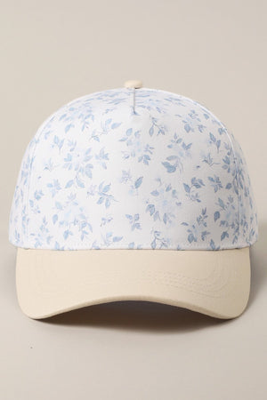 Two Tone Floral Design 5 Panel Trucker Hat