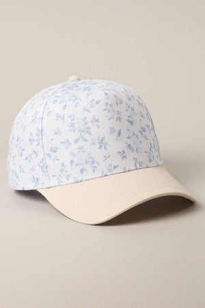 Two Tone Floral Design 5 Panel Trucker Hat