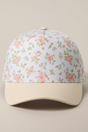 Two Tone Floral Design 5 Panel Trucker Hat
