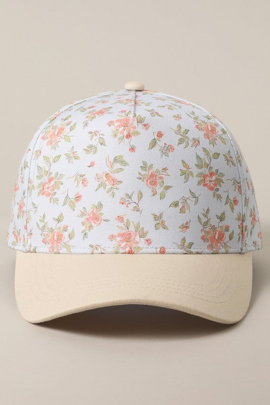 Two Tone Floral Design 5 Panel Trucker Hat