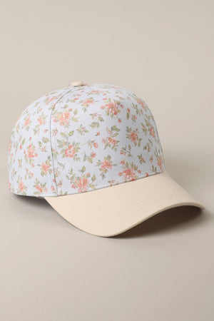 Two Tone Floral Design 5 Panel Trucker Hat
