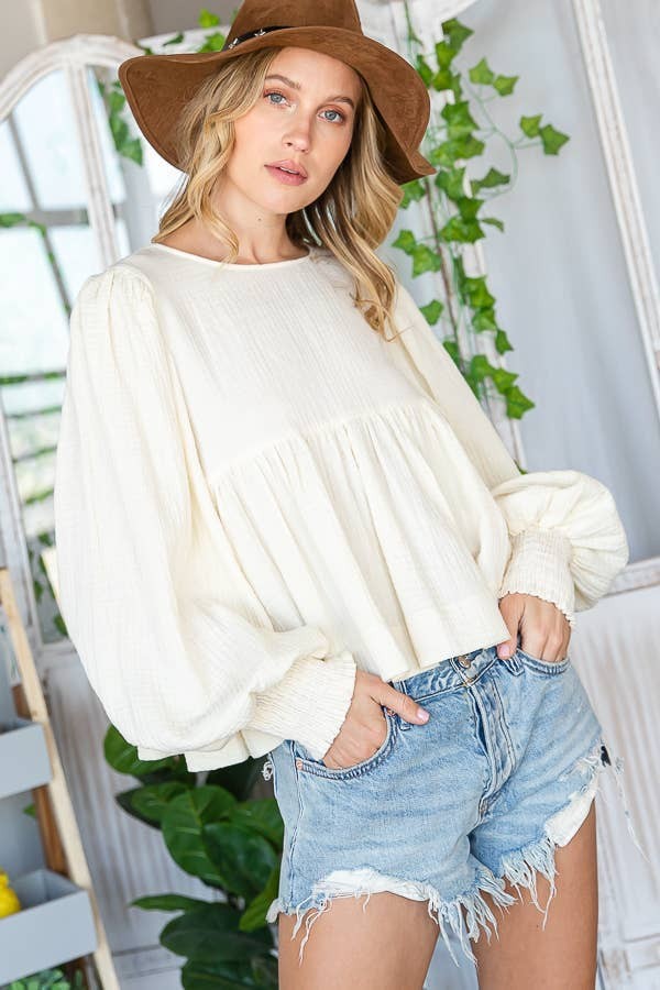 Puff Sleeves Babydoll Top