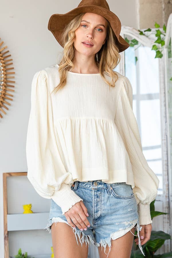 Puff Sleeves Babydoll Top