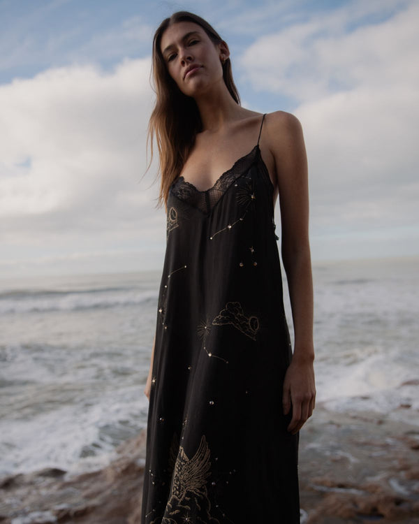 Silk Dress Astrology Black