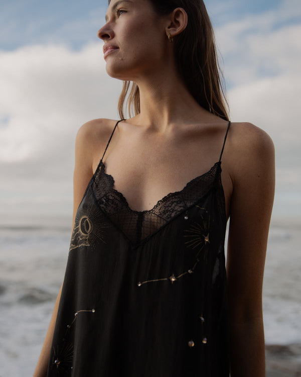 Silk Dress Astrology Black