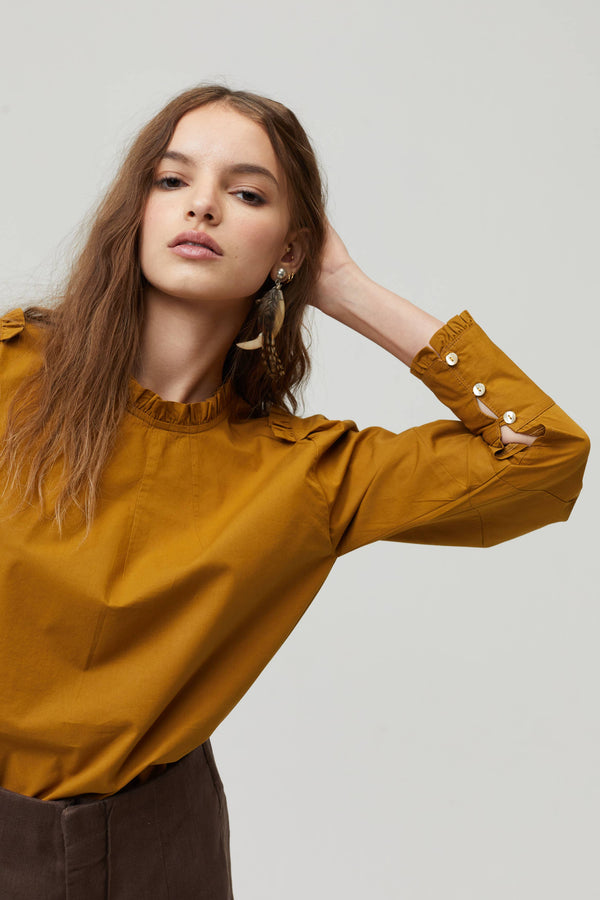 Jane Poplin Shirt - Dark Mustard