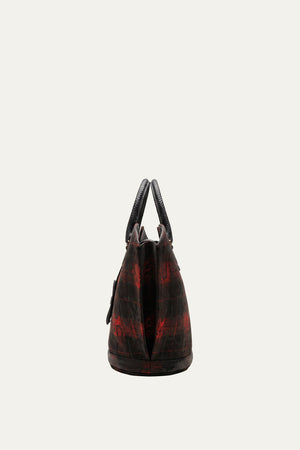 Abanico Large in Red Tartan/Black Leather