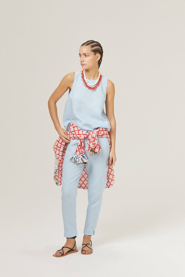Lotus Linen Pants - Sky Blue