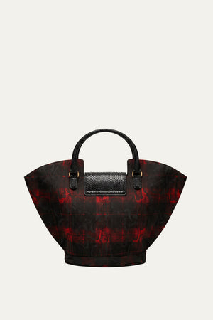 Abanico Large in Red Tartan/Black Leather