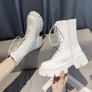 New British Style Fashion Thick-soled Muffin Cross-strap Martin Boots