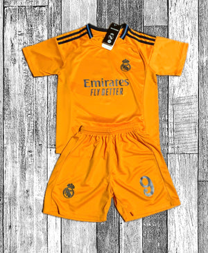 Kylian Mbappe Real Madrid Special Orange 3rd Jersey Toddler/Youth Soccer Jersey Kids Kit