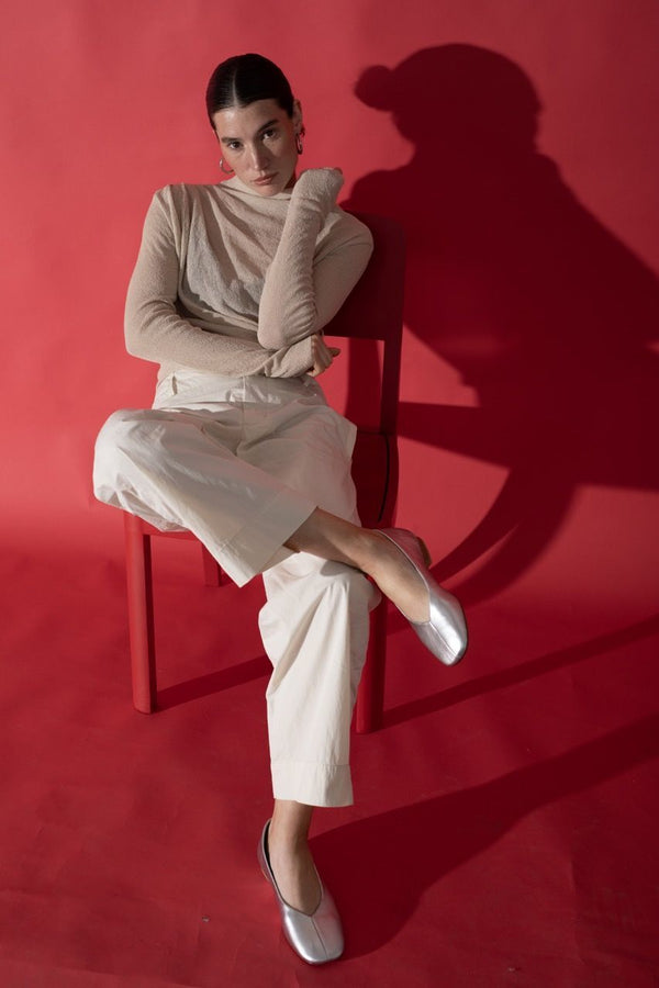 New Ama Flat Shoes in Silver