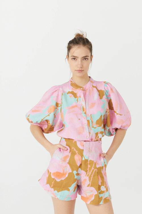 Frida Linen Shorts - Aquarela