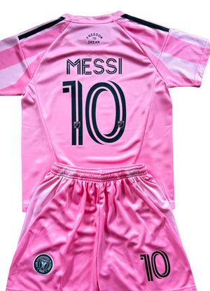 New Pink Lionel Messi Home Kids Soccer Jersey Pink Set of 2 | Toddler & Youth