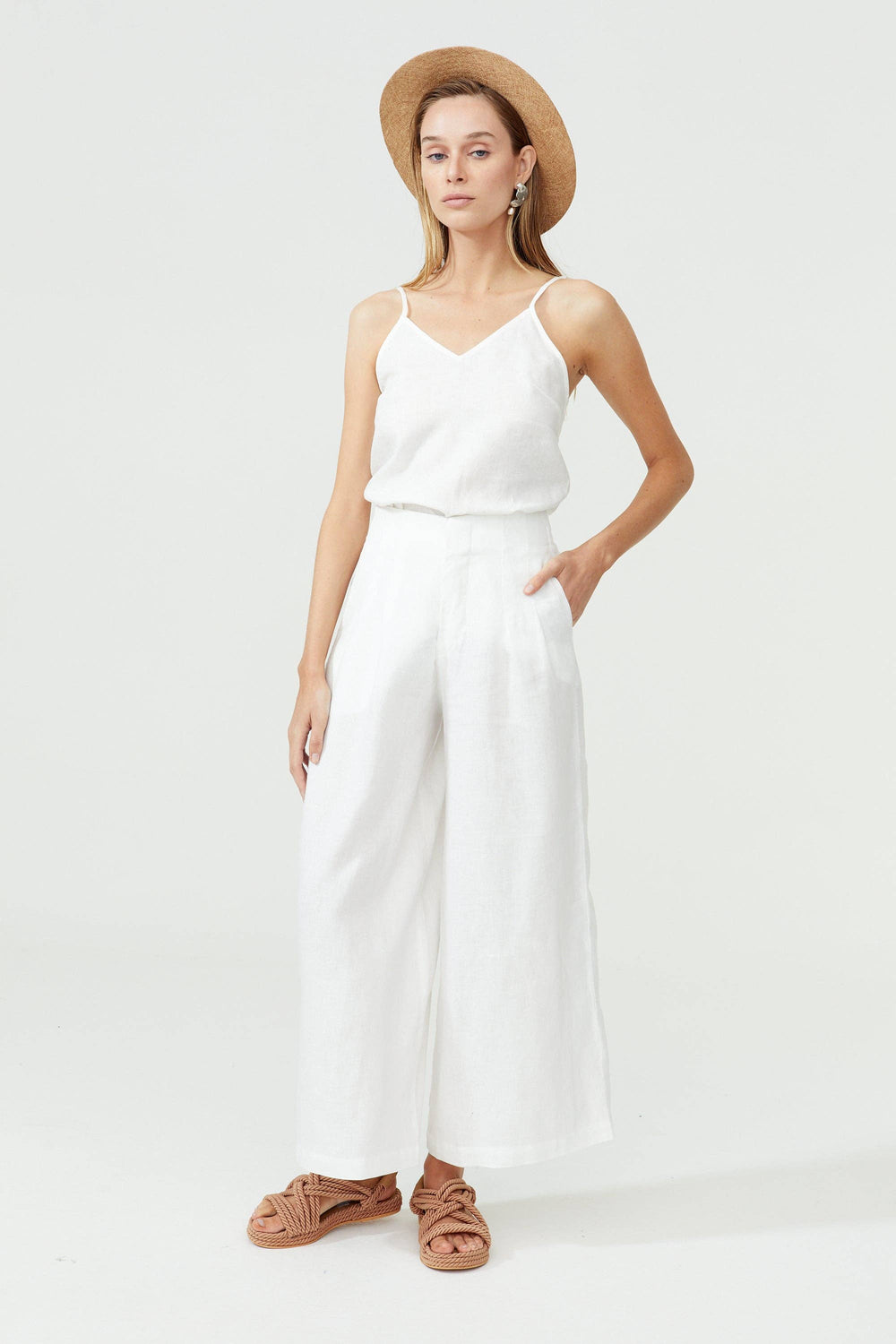 Culotte Linen Pants - Off White