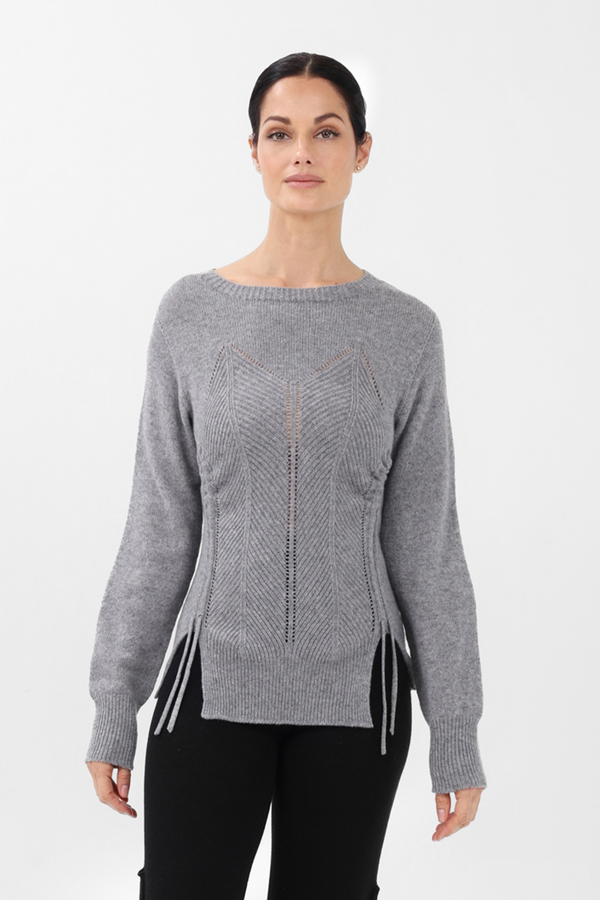 Cashmere Corset Sweater in Gray