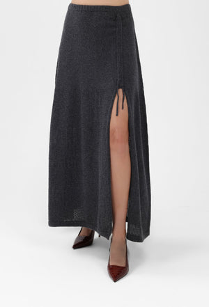 Cashmere Long Skirt in Gray